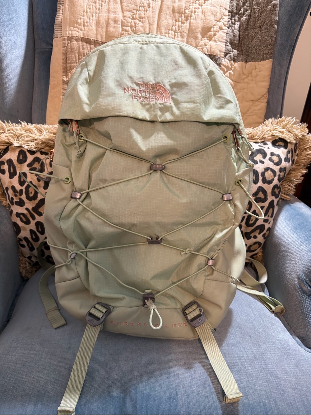 The North Face Sage Borealis Luxe Green Backpack with Front Bungee